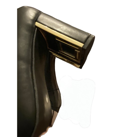 Liz Claiborne Pumps Black Heel Approx. 3 Inches, Gold Accents Size-10M NWT - Picture 5 of 9